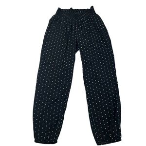 The Nines by Hatch Women's XS Smocked Waist Black Printed Pants Rayon